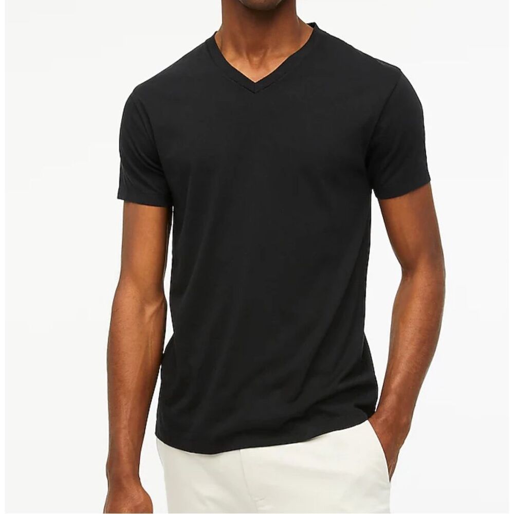 J. Crew Tall Washed Jersey V-neck Tee Black Size L